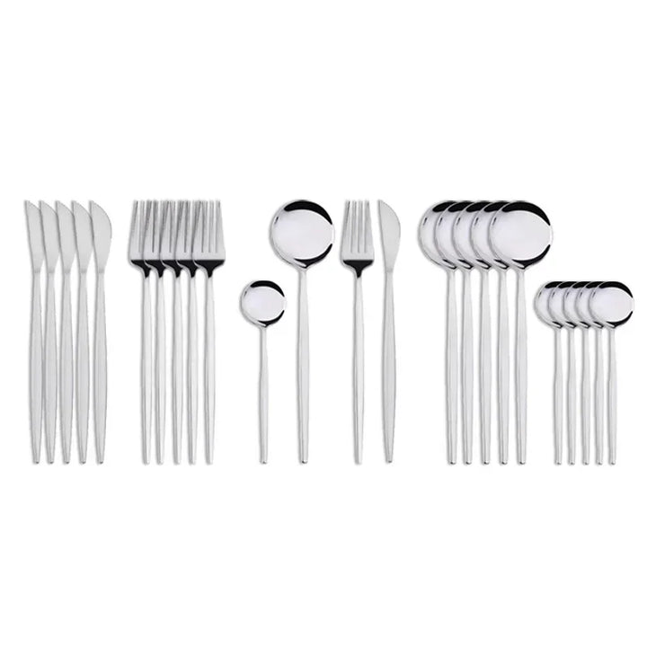 24Pcs Stainless Steel Dinnerware Set Black Gold Cutlery Spoon Fork Knife Western Cutleri Silverware tableware Set Supplies