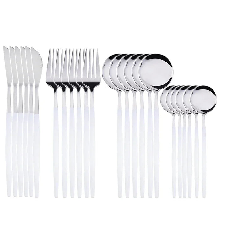 24Pcs Stainless Steel Dinnerware Set Black Gold Cutlery Spoon Fork Knife Western Cutleri Silverware tableware Set Supplies