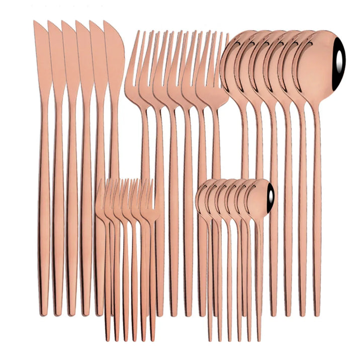 Dinnerware 30Pcs/Set Eco-Friendly Metal Stainless Steel Spoon/Fork/Knife Kit
