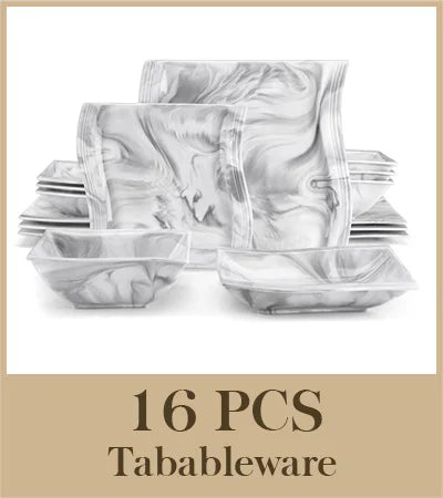 MALACASA FLORA 2/6/12/18/26/30 Piece Grey Marble porcelain Dinner Set with Cup,Saucer,Dessert Soup Dinner Plate Tableware Set