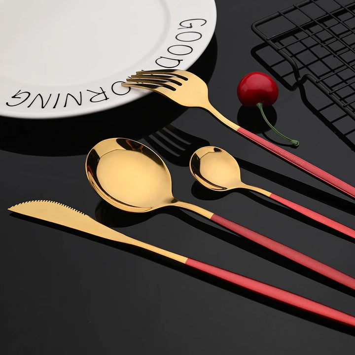 Dinnerware 30Pcs/Set Eco-Friendly Metal Stainless Steel Spoon/Fork/Knife Kit