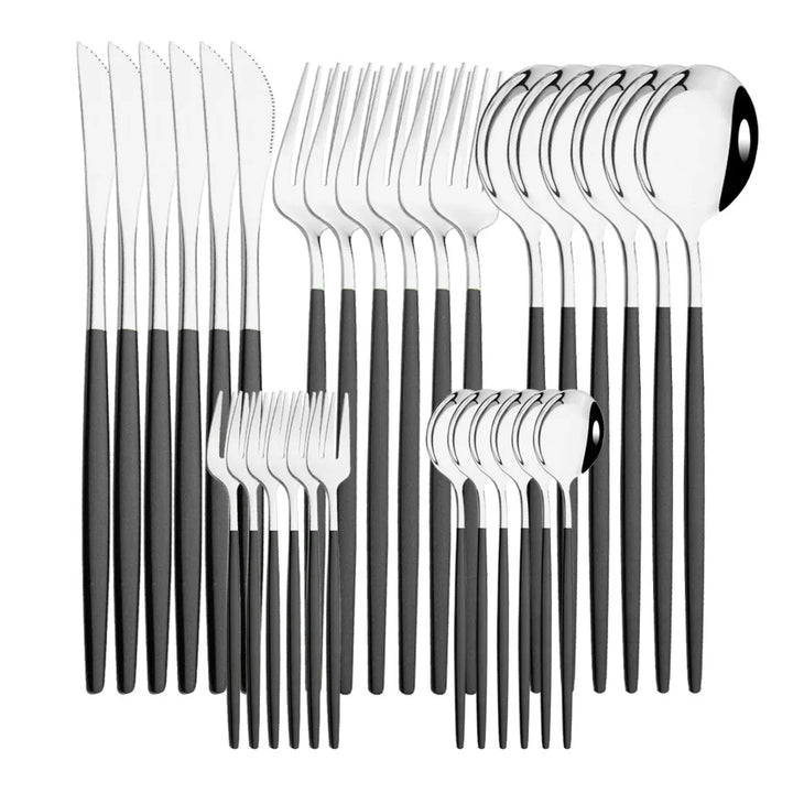 Dinnerware 30Pcs/Set Eco-Friendly Metal Stainless Steel Spoon/Fork/Knife Kit