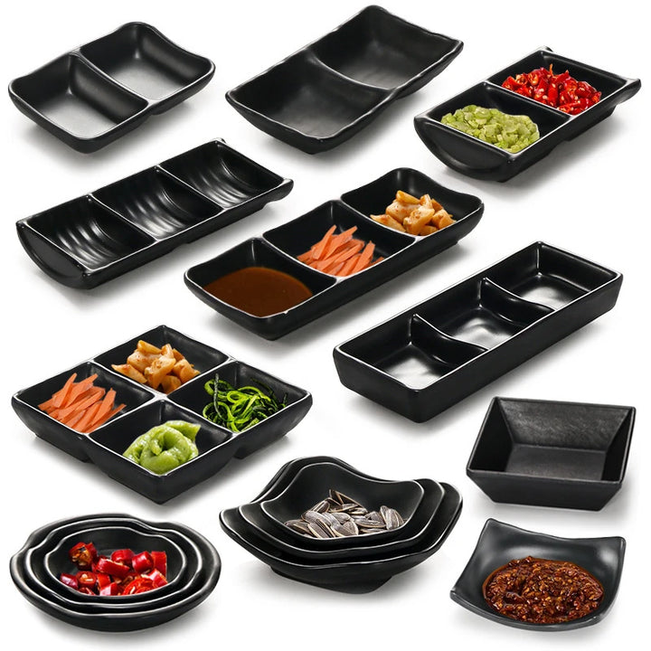 1PC Black Melamine Sauce Dishes Kitchen Tableware Japanese Cuisine