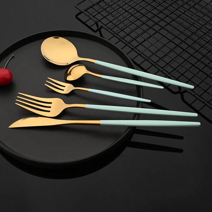 Dinnerware 30Pcs/Set Eco-Friendly Metal Stainless Steel Spoon/Fork/Knife Kit