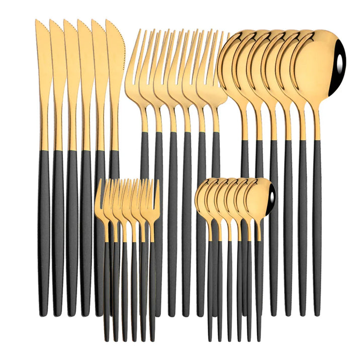 Dinnerware 30Pcs/Set Eco-Friendly Metal Stainless Steel Spoon/Fork/Knife Kit