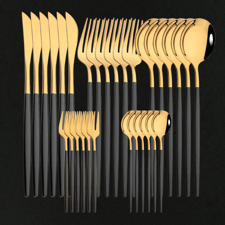 Dinnerware 30Pcs/Set Eco-Friendly Metal Stainless Steel Spoon/Fork/Knife Kit