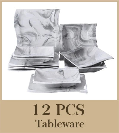 MALACASA FLORA 2/6/12/18/26/30 Piece Grey Marble porcelain Dinner Set with Cup,Saucer,Dessert Soup Dinner Plate Tableware Set