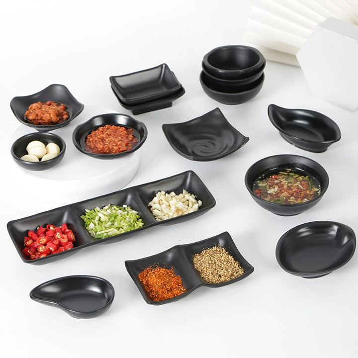 1PC Black Melamine Sauce Dishes Kitchen Tableware Japanese Cuisine