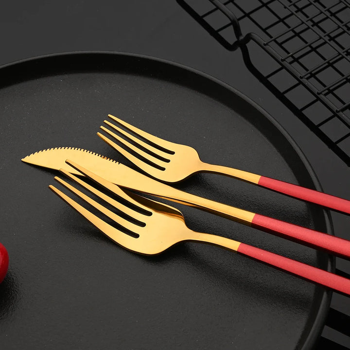 Dinnerware 30Pcs/Set Eco-Friendly Metal Stainless Steel Spoon/Fork/Knife Kit