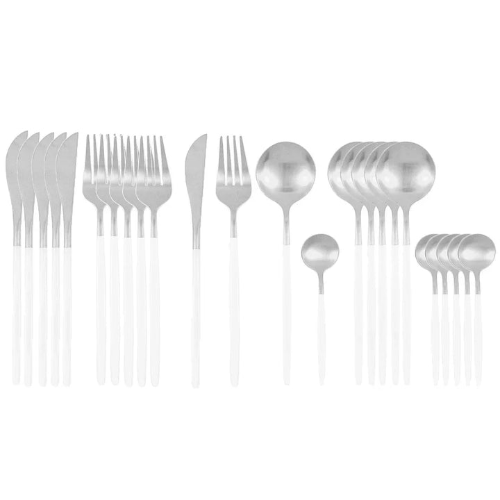 24Pcs Stainless Steel Dinnerware Set Black Gold Cutlery Spoon Fork Knife Western Cutleri Silverware tableware Set Supplies