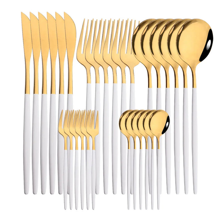 Dinnerware 30Pcs/Set Eco-Friendly Metal Stainless Steel Spoon/Fork/Knife Kit