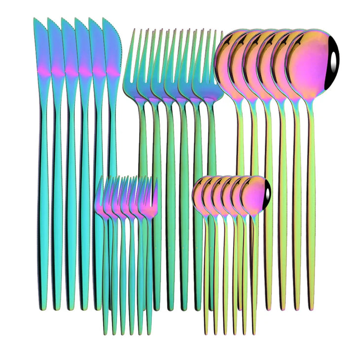Dinnerware 30Pcs/Set Eco-Friendly Metal Stainless Steel Spoon/Fork/Knife Kit
