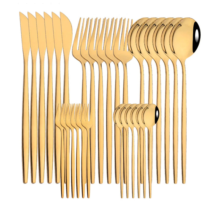 Dinnerware 30Pcs/Set Eco-Friendly Metal Stainless Steel Spoon/Fork/Knife Kit